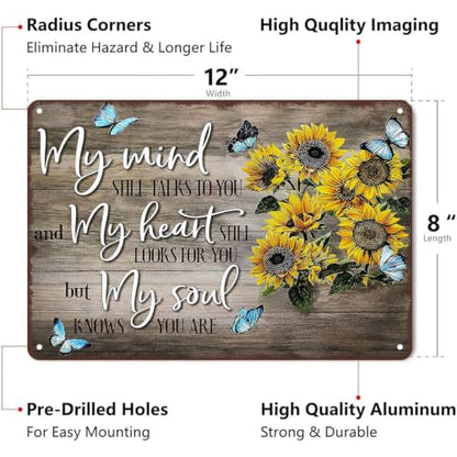 Memorial Sympathy Quote for Lost Loved One Aluminum Metal Sign 8 x 12 Inch | Motivational Wall Decor for Home, Living Room, Entryway, Bedroom, Grieving People and Farmhouse Decor Fan Gift