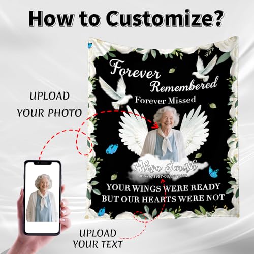 Personalized Sympathy Blanket Custom Memorial Blanket with Photos for Loss of Loved One in Loving Memory Bereavement Grief Gifts for Father Mother Husband Wife Friends (Style-4)