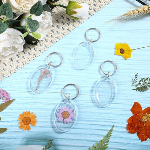 Junkin 150 Pack Acrylic Photo Keychains Clear Personalized Picture Frame Keychain Holder Blank Photo Insert Keyring DIY Favor - style: Oval