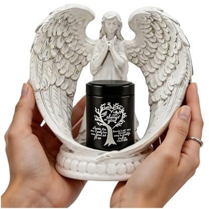 Small Keepsake Urns for Ashes - Small Keepsake Urn with Angel Wings, Pet & Human Ashes Container, Memorial Statue Gift for Mom/Grandma/Women/Dad/Grandpa (Mother-Tree of Life) - color: Mother-tree of Life