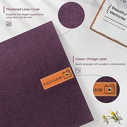 Popotop Large Photo Album Self Adhesive 4x6 5x7 8x10 Scrapbook Album DIY Picture Book,Gifts for Mom,Family Baby and Wedding,with Metal Pen and Plastic Board - color: Dark purple, size: 11.5"x10.6"40pages