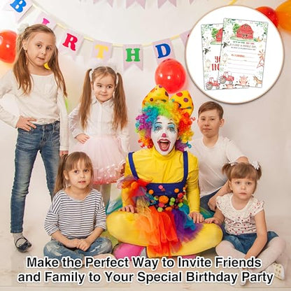 Birthday Invitations - Farm Animals Birthday Invites with Envelopes(25-Count) - Backyard Fill-in Party Invite Cards for Boys Girls Kids Party Supplies Favors Decorations - A03 - style: Farm Animals