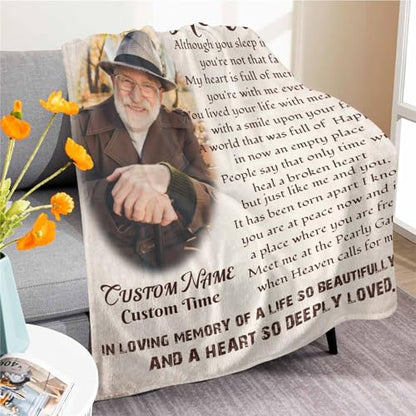 Custom Memorial Blanket with Photo - Sympathy Gift for Loss of Loved One - color: Style 11