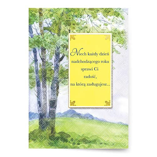 Designer Greetings Polish Language Happy Birthday Cards 6 Pack | Polish Language Sentiment, Boxed Card Set, Matching Envelopes - style: 6 PK Polish Birthday - Watercolor Field