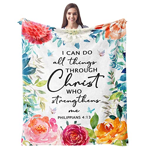 CUJUYO Christian Gifts for Women Blanket 50"x40", Inspirational Religious Catholic Spiritual Birthday Gifts for Women Soft Flannel Throw Blanket - size: 50"x40"