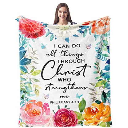 CUJUYO Christian Gifts for Women Blanket 50"x40", Inspirational Religious Catholic Spiritual Birthday Gifts for Women Soft Flannel Throw Blanket - size: 50"x40"