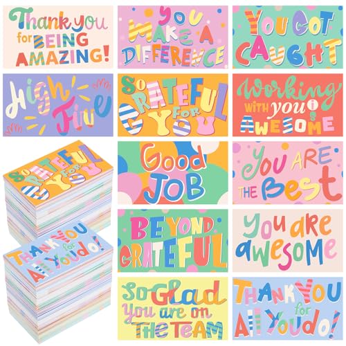 Yeaqee Employee Appreciation Cards Kudos Notes Motivational Blank,Colorful - style: Colorful