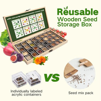 Lush&Dew Raised Garden Bed Heirloom Seed Bank, 32 Type 30000+ Non-GMO Seeds - style: Raised Garden Beds