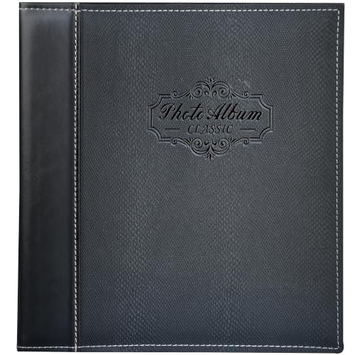 Black Large Self-Adhesive Photo Album, PU Leather Cover - color: Black, size: Large