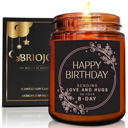 Birthday Gifts for Women Men - Sending Love Hugs Bday Candle for Her Him - 16th18th 21st 30th 40th 50th Happy Birthday Candle Gift for Sister Mom Wife Friends - Jasmine Relaxing Soy Spa Candle - color: Happy Bday-Hug