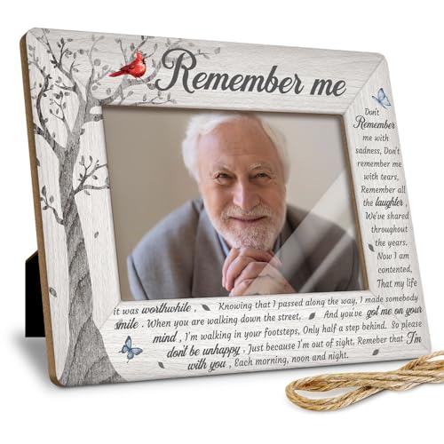 Remember Me Picture Frame for Loss of Loved one, Sympathy Bereavement Gifts for Family, Condolences Remembrance In Memory of Mom Dad Brother Sister Baby, Tabletop and Wall Mount Display 4x6” - color: Grey