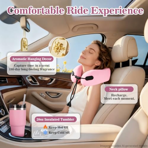 Upgraded Memory Foam Neck Pillow, Ergonomic Airplane Pillow, Washable Gear - color: Pink