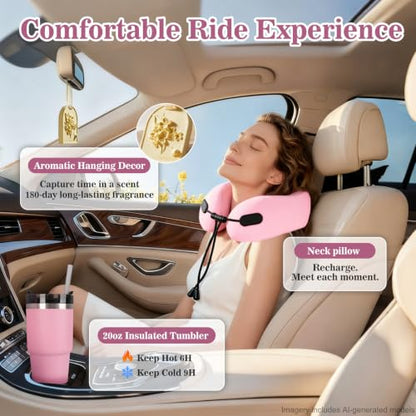 Upgraded Memory Foam Neck Pillow, Ergonomic Airplane Pillow, Washable Gear - color: Pink