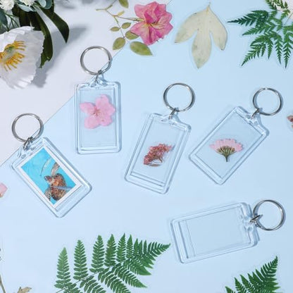 100 PCS Clear Acrylic Photo Keychain, Photo Insert Keychain, DIY Personalized Picture Frame Keyrings with Split Rings, 1.4 x 2.4 Inches