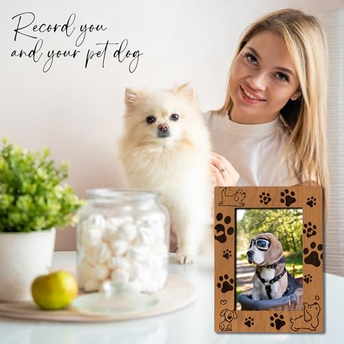 Rustic Printing Dog Picture Frame For 4 X 6 Photo With Back Bracket, Dog Owner Picture Frame, Desktop Shelf Display,Dog Paw Print Photo Frame, Gifts Dog Lovers Dog Owner - C15 - color: Dog
