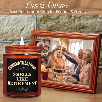 Funny Retirement Gifts for Women Men 2026 - Retired Candle Gift for Friend - Coworker Leaving, Goodbye, Going Away, Farewell - Natural Soy Wax Relaxing Spa Coconut Beach Scented Candle - color: Retirement