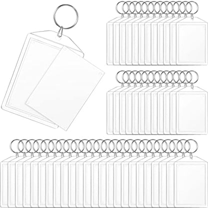 Hicarer Acrylic Photo Insert Keychain 2 x 3 Inch Double Sided Blank Picture Keyring DIY Custom Personalized for Women Men
