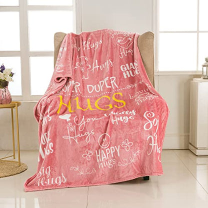 Piwaka Hug Blanket for Women - Get Well Gifts for Comfort & Care, Cozy Soft Flannel Fleece Throw, Surgery Recovery, Thinking of You, Cancer Care, Get Well Soon Gift - Dusty Pink - color: Dusty Pink