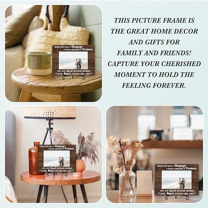 Sympathy Photo Frame Gifts, In Memory of Loved One Remembrance Frames, Your Life Was A Blessing Themed Sympathy Wooden Picture Frame With Stand, Bereavement Gifts For Loss Of Family Friends -36 - color: Your Life Was A Blessing Your Memory A Treasure