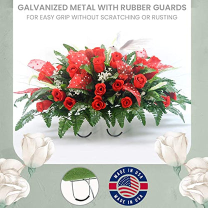 2 Pack 12 Inch Wire Headstone Saddle with Foam Attached Rustproof Galvanized Cemetery Gravestone Saddle Made in USA