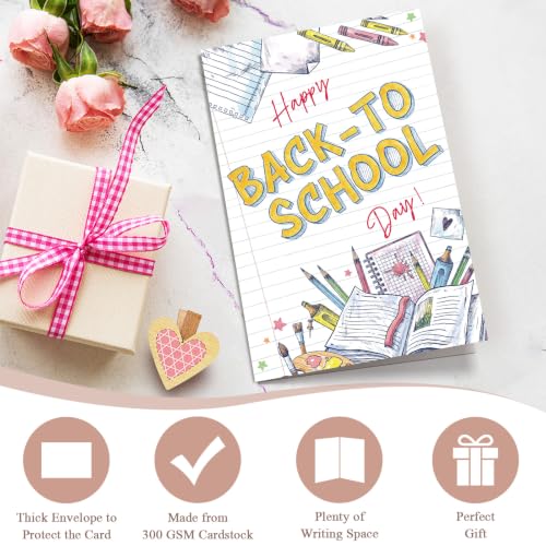 Happy Back to School Day Card for Boys Girls Kids, Cute First Day of School Card, Good Luck School Year Cards for Daughter Son Granddaughter Grandson - color: Back to School Day