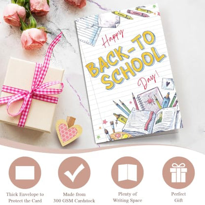 Happy Back to School Day Card for Boys Girls Kids, Cute First Day of School Card, Good Luck School Year Cards for Daughter Son Granddaughter Grandson - color: Back to School Day