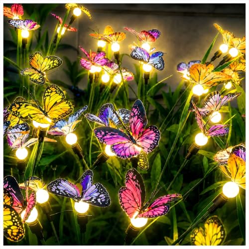Solar Garden Lights 2 Pack, Upgraded Swaying Butterfly Light,Outdoor Light, Decorative Lights Yard Patio Pathway Decoration, Larger Solar Panel & Better Sway Effect (2 Pack) - size: 2 Pack