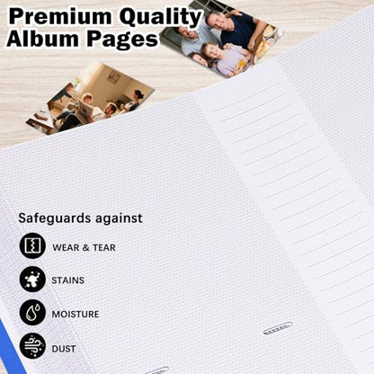 Photo Album 4x6 Vertical 600 Photos with Writing Space, Blue - color: Blue