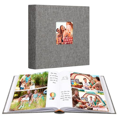 Aevdor 5x7 Photo Album, 240 Photos, Writing Space, Linen Cover, Grey - color: Grey