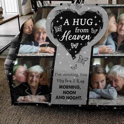 Customized Memorial Blanket with Photos for Loved Ones Lost: Made in USA, Personalized Pictures Sympathy Blanket for Father Mother Grandpa Grandma Brother Sister Daughter Son Pets - color: Design 03