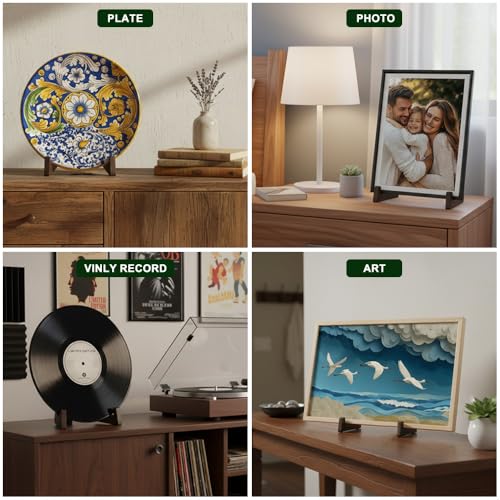 Wooden Display Stand, Plate Holders for Displaying, Photo and Picture Frame Stand, Decorative Table Top Easels, for 7-13" Plate - size: 1 PIECE