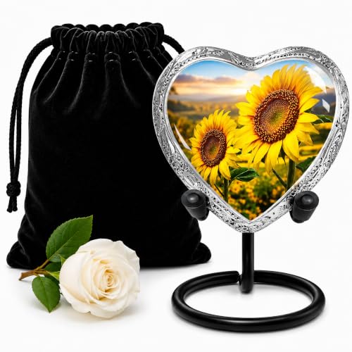 Sunflower Heart Keepsake Urn for Human Ashes – Small Heart-Shaped Cremation Urn for Men, Women, Children, or Pets – Symbol of Love, Hope, and Light - color: Sunflower, size: Heart Keepsake