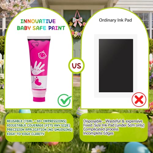 Baby Hand and Footprint Paint with Sponge Head, 2.54 fl oz, Non-Toxic & Acid-Free, Washable Baby Safe Paint for Newborn Keepsakes, Dog Nose & Paw Prints, Ideal New Mom Gift - Hot-Pink - color: Hot-pink