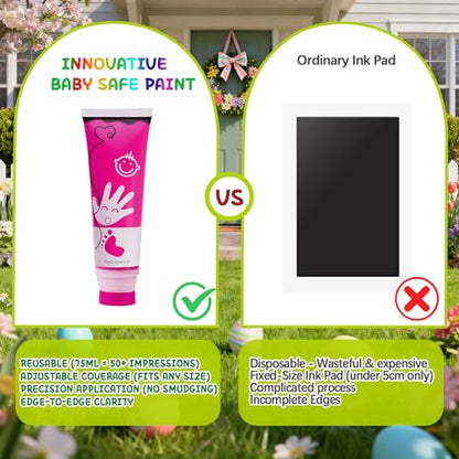 Baby Hand and Footprint Paint with Sponge Head, 2.54 fl oz, Non-Toxic & Acid-Free, Washable Baby Safe Paint for Newborn Keepsakes, Dog Nose & Paw Prints, Ideal New Mom Gift - Hot-Pink - color: Hot-pink