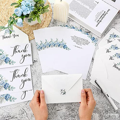 Fumete 50 Set Funeral Thank You Cards, Flower - style: Flower