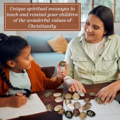 Yuntau 30 Pcs Bible Verses Stones Religious Crosses Stones 10 Different - style: Religion