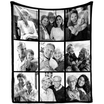 XINLING Custom Memorial Blanket with Pictures for Loss of Loved One Personalized Photo Blanket Customized Sympathy Gifts in Memory of Mom Dad Grandma Grandpa(9 Photos) - color: 9 Photos