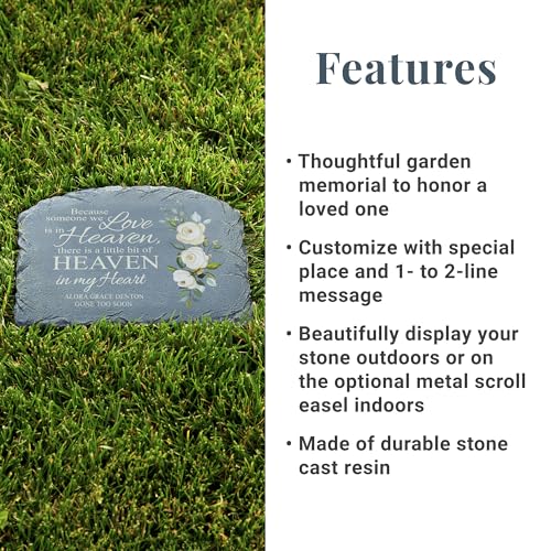 Let's Make Memories Personalized Memorial Garden Stone - Sympathy - Loss of Loved One - Grave Marker - Condolences - Indoor/Outdoor - Durable Resin - for Loved Ones in Heaven - style: Heaven Sent