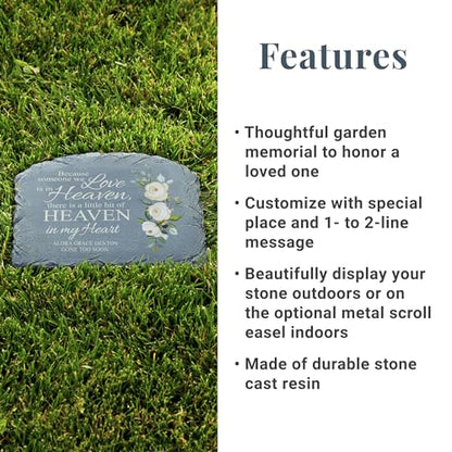 Let's Make Memories Personalized Memorial Garden Stone - Sympathy - Loss of Loved One - Grave Marker - Condolences - Indoor/Outdoor - Durable Resin - for Loved Ones in Heaven - style: Heaven Sent