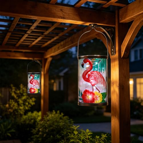 MUMTOP Flamingo Solar Lantern Outdoor Waterproof Hanging Garden Light - color: Pink
