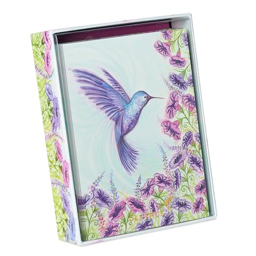 Papyrus Blank Cards with Envelopes, Purple Hummingbird (14-Count) - color: Purple