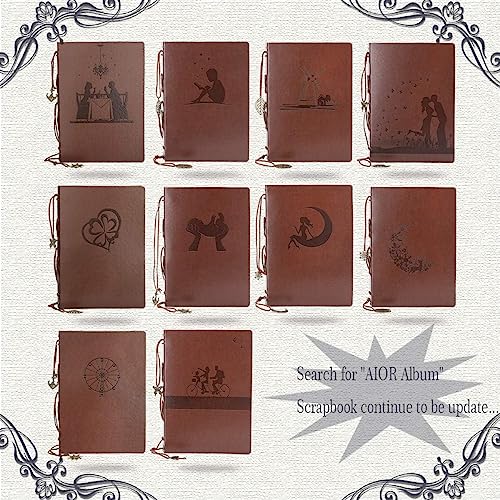AIOR Scrapbook Photo Album 60 Pages Memory Book Leather Scrap Book DIY Guest Photo Book Wedding Travel Memory Album for Graduation Birthday Gifts (Moon Fema) - style: Moon Fema