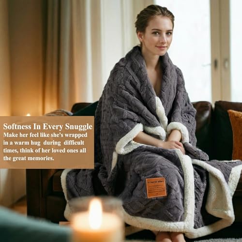 Sympathy Blanket for Loss of Loved One, Memorial Gifts for Mom Dad Grandma Grandpa, Soft Flannel Bereavement Throw, in Loving Memory Condolence Gift 50x60 Gray