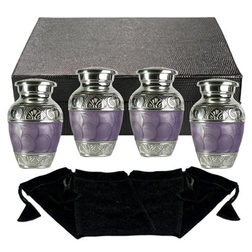 Small Urns for Human Ashes Keepsake – Mini Urns for Ashes – Handcrafted Keepsake Urns – Purple Small Urn for Ash – Set of 4 Memorial Ash Holders - color: Lavender Purple, size: Set of 4 Keepsakes