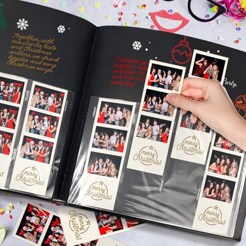 Wedding Guest Book with Photo Booth Insert - 160 2x6 Photo Sleeves & Guest Signing Space, PU Leather Memory Album for Weddings, Parties, Family Memories (Black) - color: Black