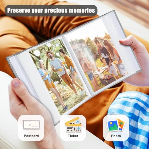 Photo Album 4x6 100 Pockets, Linen Cover Top Loader Vertical, Slip-in Picture Grey Pockets Albums for Wedding, Family, Anniversary, Baby, Vacation - color: Grey, size: 100 Pockets