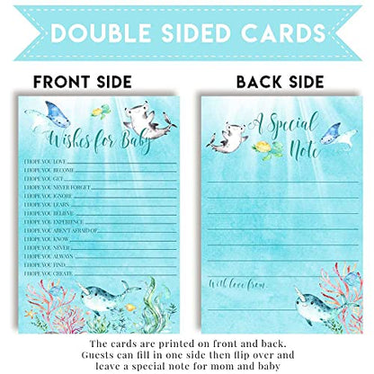 Amanda Creation Underwater Cute Sea Life Baby Wishes Cards 20, 4"x6" - Great Keepsake and Fun Activity for Baby Showers - Wishes for Baby Keepsakes Last Generations - Fill-In, Double-Sided Cards - style: Underwater Cute Sea Life