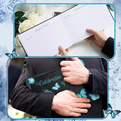 Yingzhao Memorial Funeral Guest Book with Pen 144 Pages Cardinal Funeral Guest Sign in Book for Memorial Service Celebration of Life Party Supplies in Loving Memory (Butterfly) - style: Butterfly