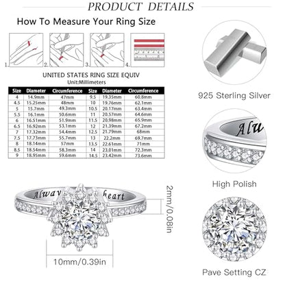 925 Sterling Silver Urn Rings for Ashes for Women - Sunflower Ash Ring Cubic Zirconia Memorial Keepsake Cremation Jewelry Gifts for Loss of a Loved One - style: Sunflower