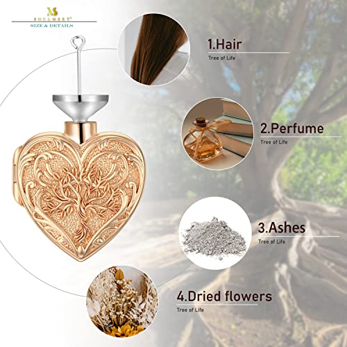 SOULMEET Cremation Jewelry for Ashes, Sterling Silver Urn Necklace for Ashes Women Men, Cherish Memories Cremation Jewelry to Keep Someone Near to You - color: M3-Rose gold tree